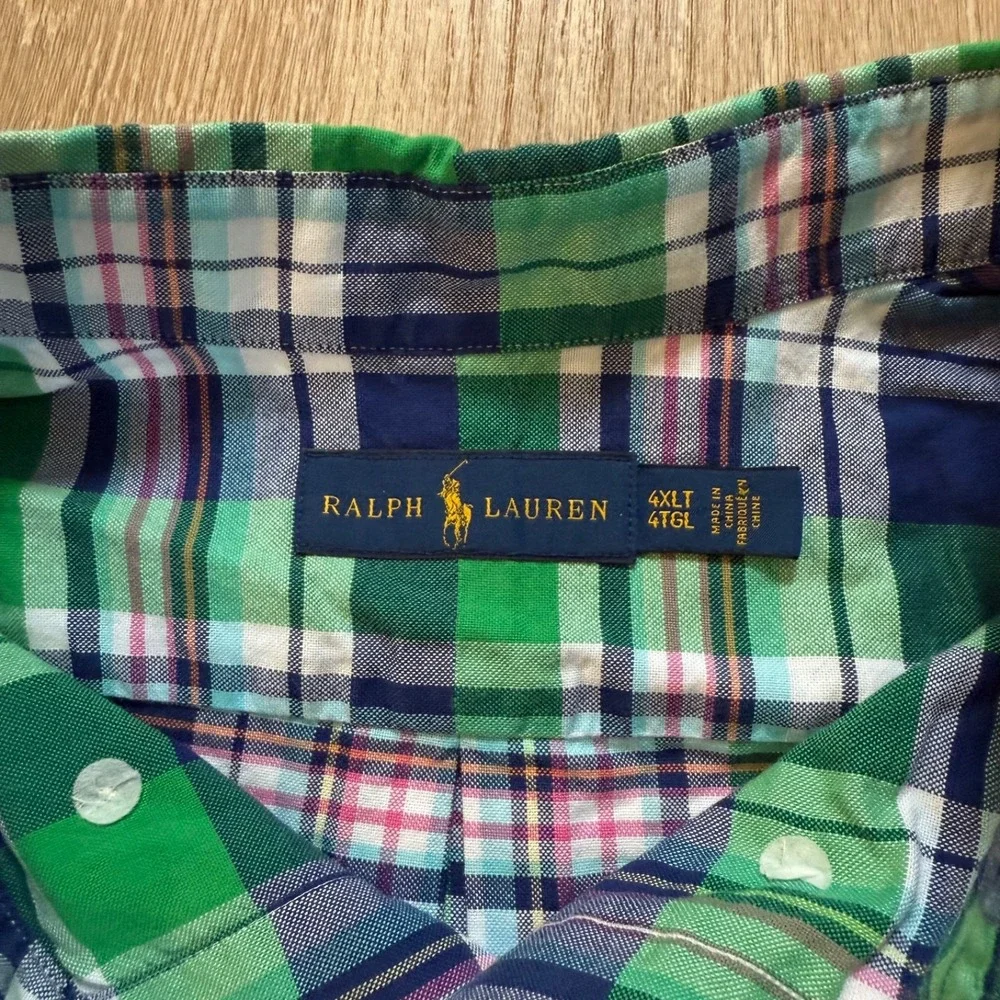 Polo Ralph Lauren Classic Fit Green‎ Blue Plaid Workshirt Size 4XLT NWT